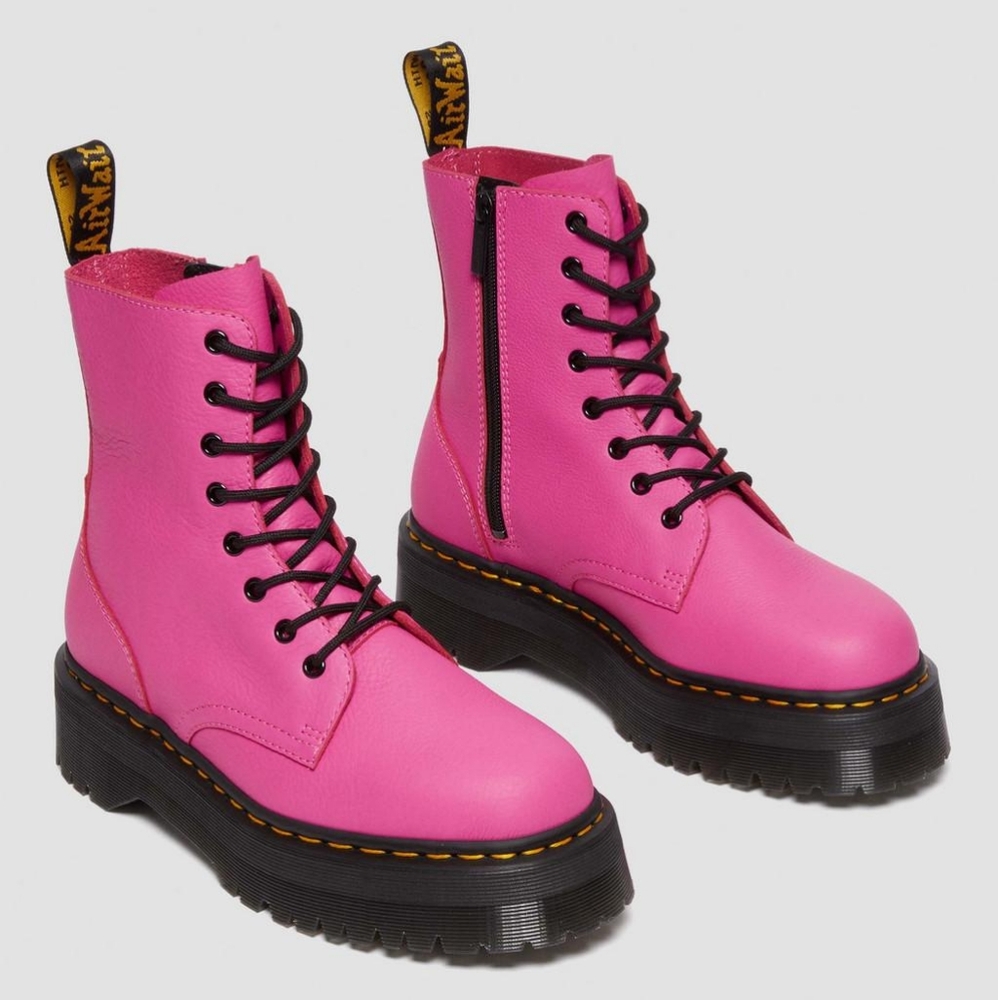 Dr. Martens Pink Leather Jadon Boots - Picture 3 of 7